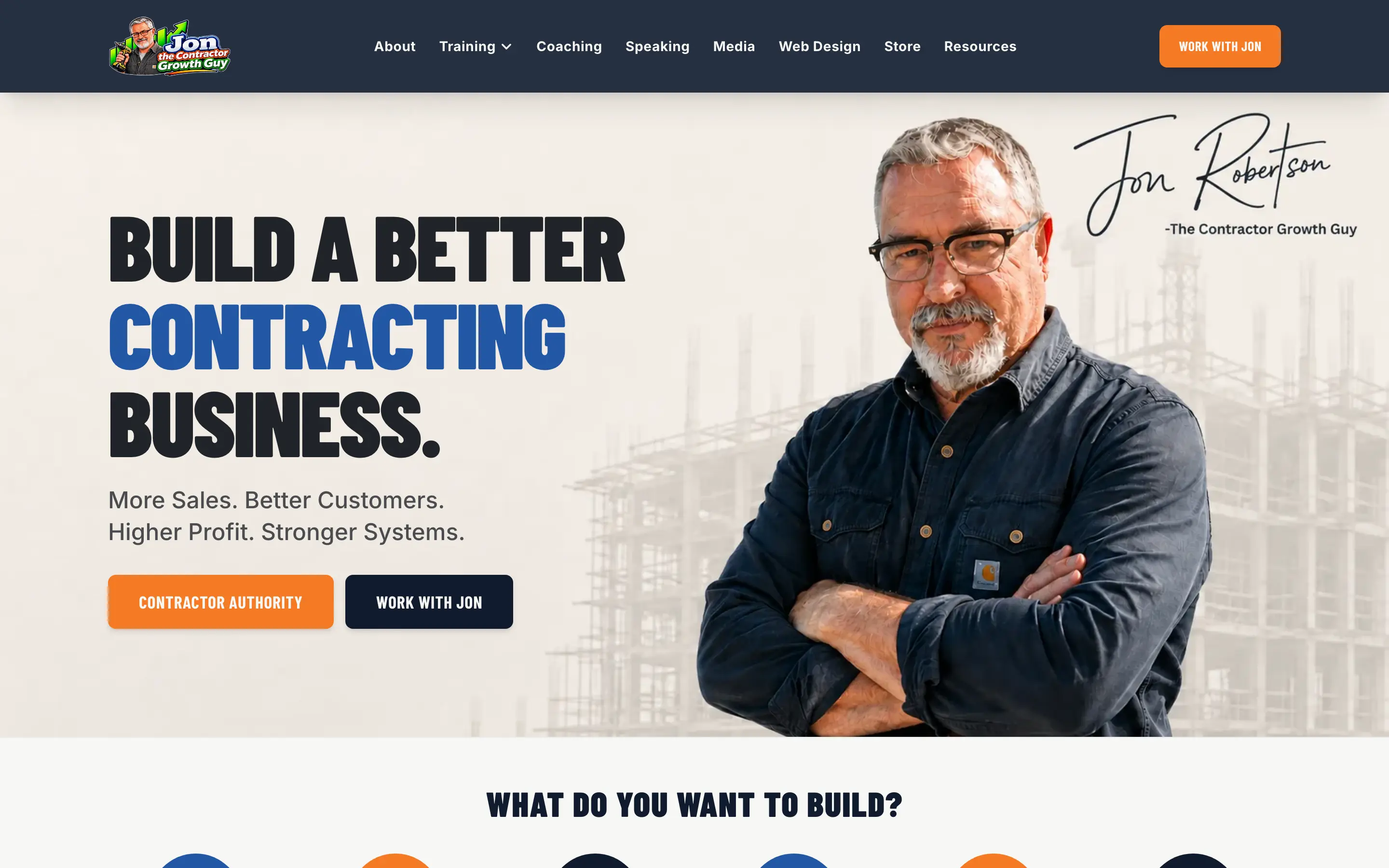The The Contractor Growth Guy homepage shown on a laptop screen